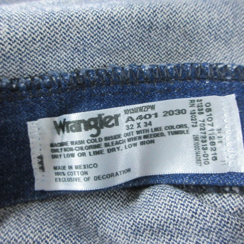 Wrangler Jeans Mens 32x34 Blue Regular Straight Cowboy Cut Denim Pants